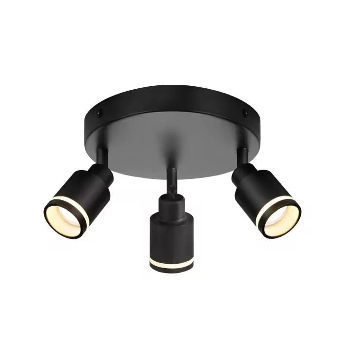 CBJKTX Foco de techo Luz de techo moderna 3 llamas Focos de techo giratorios Lámpara GU10 Lámpara de cocina Pasillo negro de metal - 1