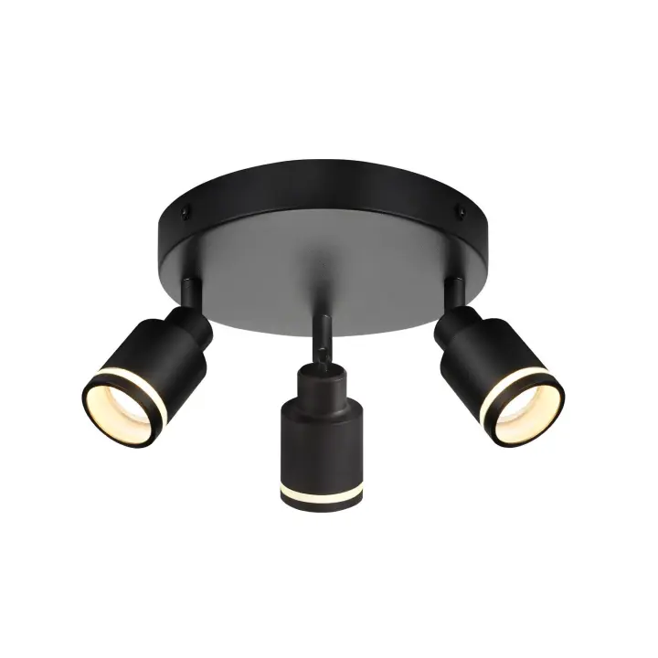 CBJKTX Foco de techo Luz de techo moderna 3 llamas Focos de techo giratorios Lámpara GU10 Lámpara de cocina Pasillo negro de metal - 1