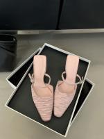 Hada francesa viento punta cabeza bolsa cabeza media zapatillas mujer usando nuevo tacón delgado arrugado zapatillas geniales - details 29