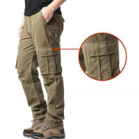 Pantalones casuales de trabajo para hombre con bolsillos multifuncionales, pecho de algodón sólido, estilo cargo recto para uso en exteriores y calle. - details 14