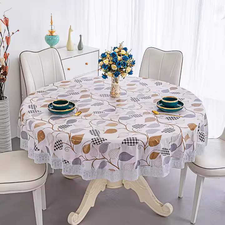 Mantel de Mesa de Hotel Impermeable de PVC Resistente al Aceite con Borla de Encaje - 1