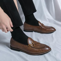 Zapatos Lefu para hombre, calzado de cuero PU, Color sólido, Simple, moda, transpirable, británico, grande, 38-46 - details 12