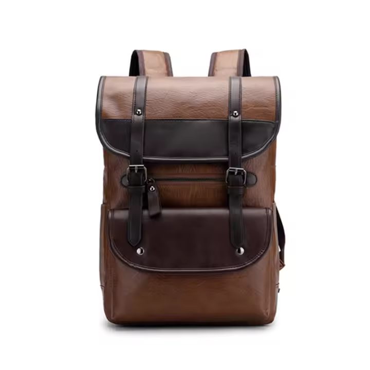 Bolsos retro para hombres, mochilas de cuero impermeables de gran capacidad, moda - 1