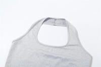 BUNO-Conjunto informal de 2 piezas de gato extraño para mujer, camisola deportiva con cuello Halter y pantalón acampanado, ropa de calle a juego, liso y elástico, sencillo - details 17