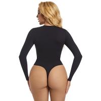 Faja moldeadora de cuerpo completo para mujer, ropa moldeadora de manga larga con cuello redondo, Body transpirable adelgazante, corsé entrenador de cintura con Control de barriga sin costuras - details 6