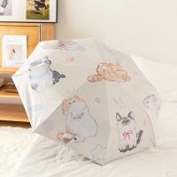 Paraguas de gato de dibujos animados de 3 costillas, protección UV, paraguas automático de protección solar para gatos, paraguas plegable ligero impermeable - details 3