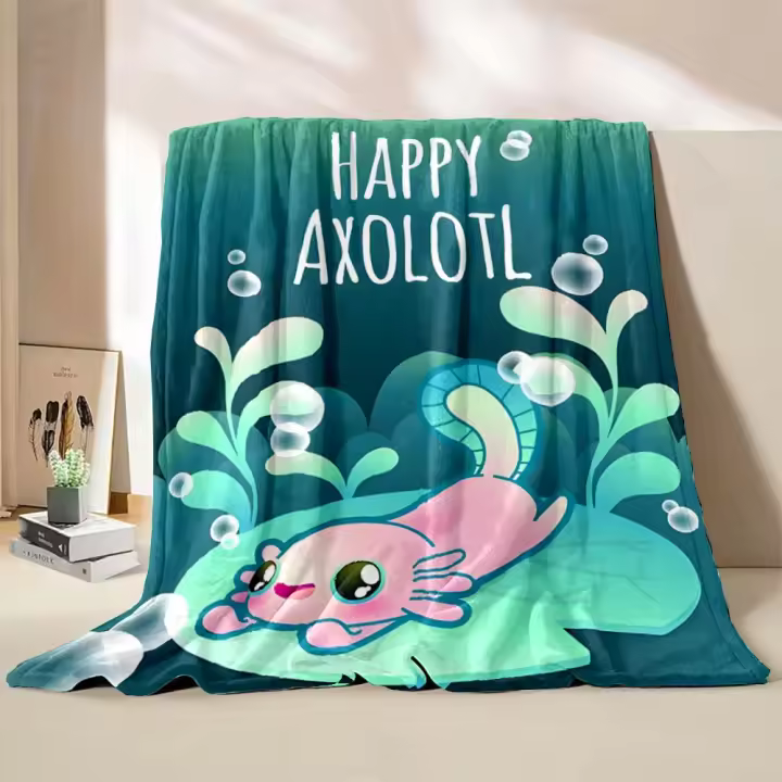 Manta de Poliéster con Estampado de Axolotl Cómoda para Hogar y Viajes Regalo de Juego para Niños - 1