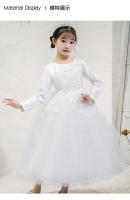 Vestido de niña para otoño/invierno, estilo princesa, largo, con flores, para boda, fiesta, piano. - details 11