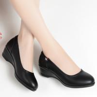 Zapatos de Trabajo para Mujer de Suela Suave de Cuero Puntura Redonda Comoditaria Antideslizante Resistente al Desgaste - details 1