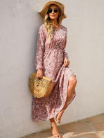Vestido largo playero de verano para mujer, casual, elegante, de manga larga y corte en A. - details 4