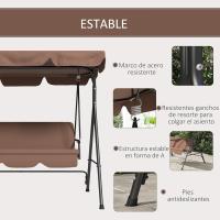 Columpio de Jardín de 3 Plazas Balançín Exterior con Techo Ajustable y Marco de Acero - details 12