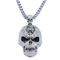 Collar de calavera malvada Retro de Hip Hop, Collar con colgante de calavera de Metal, cadena de calavera gótica, joyería de estilo Punk para hombres y mujeres - details 3