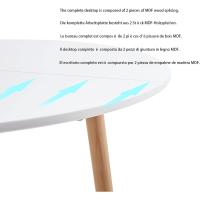 Mesa de Comedor, Estilo escandinavo Ronda Mesa y Patas de Madera de Haya, 80*72 cm, Color Blanco - details 7