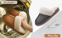 Zapatillas mullidas de invierno para mujer, zapatos peludos y peludos para el hogar, Zapatillas de casa de piel sintética, Zapatillas de felpa para interior, cómodas y cálidas, zapatillas planas silenciosas - details 0