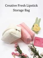 Bolsa de maquillaje de felpa bonita para mujer, bolsas de cosméticos pequeñas de viaje portátiles, bolsa de aseo con cremallera de Color sólido, bolsa de lavado, bolsas de almacenamiento - details 1