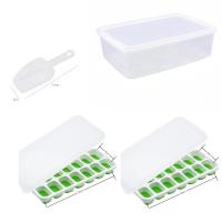 Bandeja para cubitos de hielo con tapa y contenedor Bandejas de cubitos de hielo de plástico de silicona para congelador con caja/contenedor Cubo helado para sopa, comida, cóctel, café - details 3