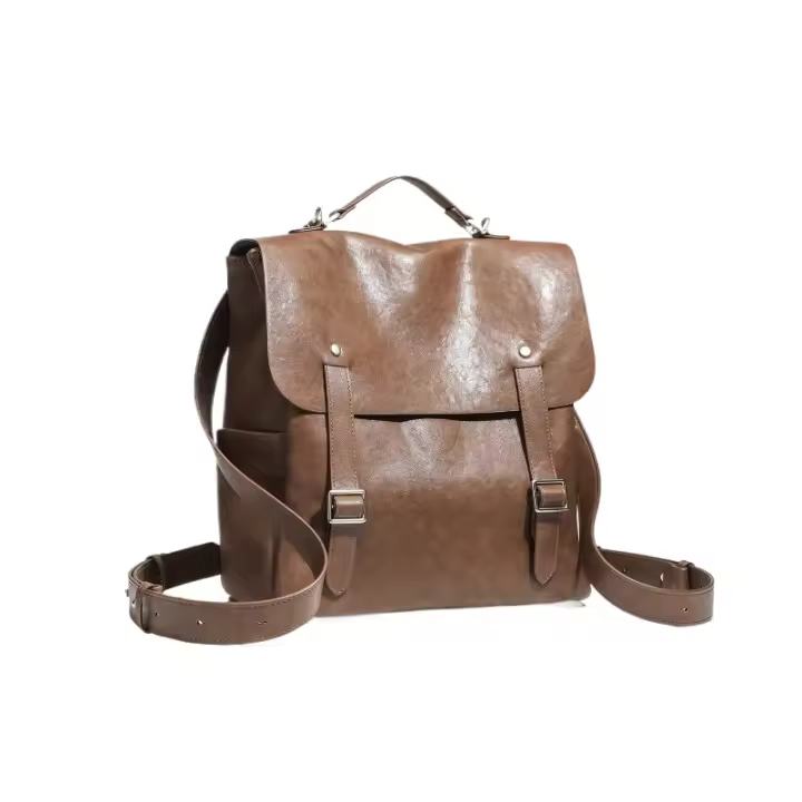 Bolso de cuero retro unisex Gran capacidad Diseño oblicuo Portátil Multifuncional - 1
