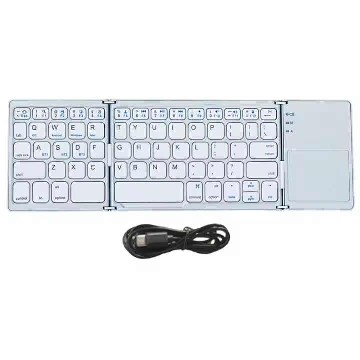 Teclado inalámbrico plegable con Bluetooth, Touchpad para IOS/Android/Windows, tableta, teléfono móvil, Plata - 1