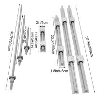 SucceBuy Juego de rieles lineales SBR20 + 3 tornillos de bolas RM1605-350/650/1050 mm Kit CNC, soporte de riel lineal con soportes BK/BF12, juego CNC de precisión para automatización de máquinas, plateado - details 1