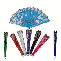12 piezas elegante acordeón chino tradicional, estampado floral, estilo oriental retro, plegable, para bodas, danza, fotografía, accesorios para vestidos largos - details 0