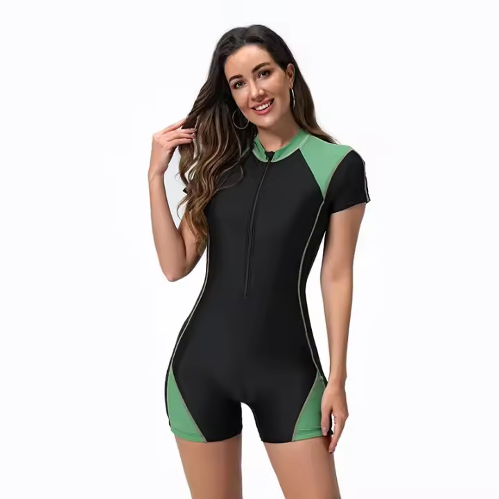 Traje de Baño de Una Pieza para Mujer Bañador Corto con Almohadillas en el Pecho - 1
