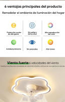 Ventilador de techo oscilante con rotación de 360° ​ ​ grados, 3 temperaturas de luz a elegir, con control remoto - Motor de CC silencioso de alta eficiencia, 6 velocidades, control remoto, función de memoria, temporizador, luz LED de 35 W. - details 2