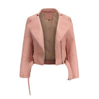 Abrigo corto de motociclista de piel sintética para mujer, chaqueta de manga larga con cremallera, ropa de otoño - details 31
