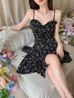 Vestido camisola floral francés Pure desire, temperamento femenino de verano, cintura dulce, Falda corta delgada de línea A, versátil - details 8