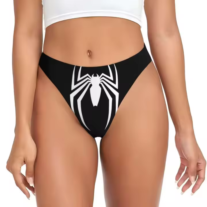 Mujeres personalizadas Kawaii Spider Man colgando boca abajo Tanga Tanga estiramiento Spiderman bragas ropa interior - 1