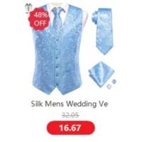Chaleco de seda sólida para hombre, corbata de color champán, rosa, azul, verde, morado y rojo, gemelos de pañuelo, clips formales para boda y negocios - details 23