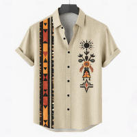 Camisa Vintage para hombre, camisetas de manga corta con estampado étnico, camisas de solapa, ropa de calle informal de moda de verano, ropa de gran tamaño para hombre - details 3