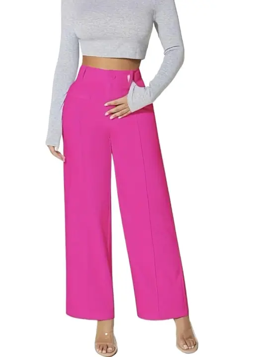 Pantalones de pierna recta para mujer, cintura alta, ropa blanca elegante, pantalones de moda coreana - 1