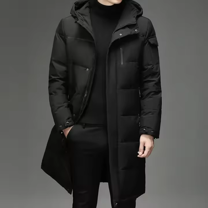 Chaquetas con capucha de plumón de pato blanco para hombre Parka impermeable gruesa y cálida de invierno para hombre Chaquetas de plumón Parka larga - 1
