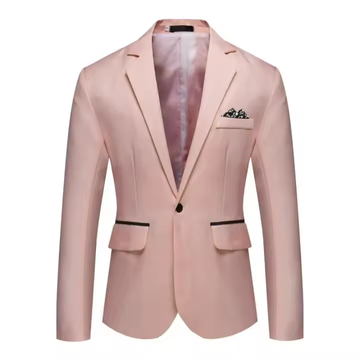 Chaqueta de Traje Elegante para Hombres Estilo de Negocios Formal Ajuste Delgado Botón Único - 1