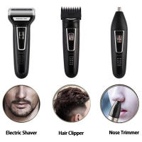 Kemei-Afeitadora eléctrica multifunción 3 en 1 para hombre, maquinilla de afeitar recíproca, recargable, recortadora de pelo de oreja y nariz, máquina de corte de pelo - details 2