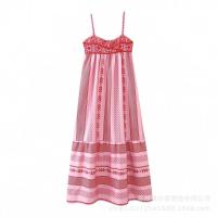 Nueva ropa de mujer, estilo europeo y americano francés retro impresión gancho costura diseño sentido vestido de punto falda de mujer - details 1