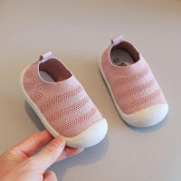 Zapatillas de tela elástica para primeros pasos para bebé, zapatos informales antideslizantes de TPR, transpirables, a la moda - details 11