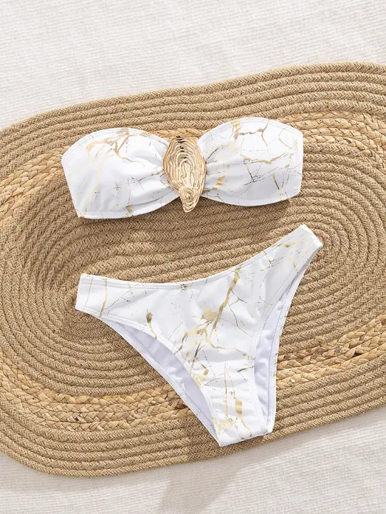Bandeau de Concha Marina Bikini Traje de Baño Sexy para Mujeres Estilo Biquini Brasileño - 1