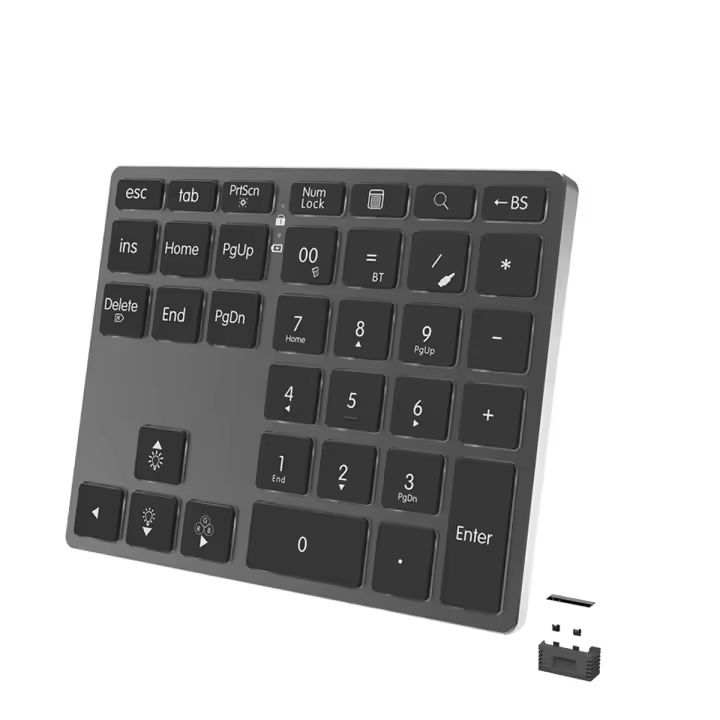 Teclado numérico Bluetooth de 35 teclas, teclado numérico inalámbrico recargable de aleación de aluminio para escritorio, portátil y tableta - 1