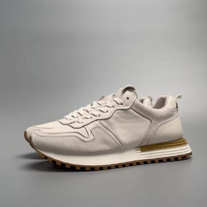 Zapatos blancos de suela gruesa de piel de vaca de primera capa de cuero genuino de alta gama - 1