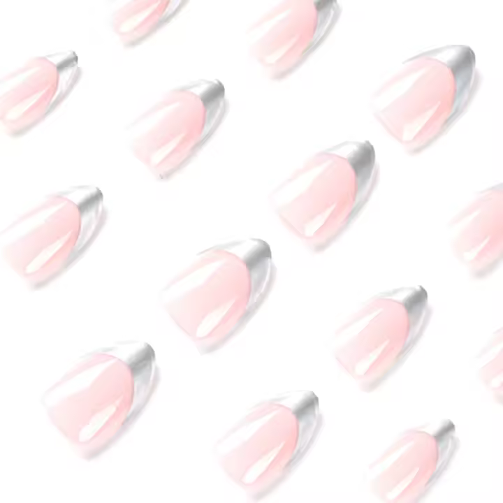 Pegatinas de uñas de plata francesa, fáciles de aplicar y quitar, regalo ideal para novia, esposa, amigos - 1