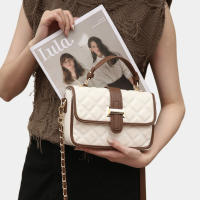 Xiaoxiangfeng cadena de diamantes pequeño bolso cuadrado nuevo de moda y versátil, bolso de mensajero portátil popular para mujer bolso de hombro texturizado - details 5