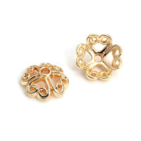 50 Uds. De cuentas redondas de latón de Color dorado de 18K, tapas de hojas de árbol y flores, suministros para hacer cuentas de joyería, accesorios Diy - details 27