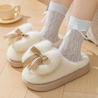 Zapatillas de algodón con encaje para mujer, hogar cálido, suela gruesa, a la moda, otoño e invierno - details 6