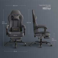 Silla de Oficina de Metal con Respaldar y Soporte Lumbar Asiento Amplio y Lleno de Cojín, Diseño de Malla Gris, GS11gr - details 37