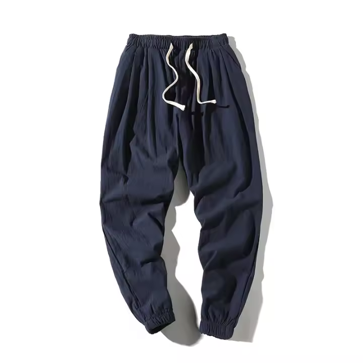 Pantalón de verano para hombre, fino, casual, versátil, 100% puro algodón hasta el tobillo. - 1