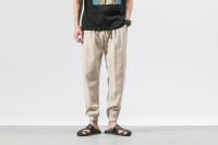 Pantalones casuales de calabazas para hombre, calabazas de lino, de moda, con puños - details 1