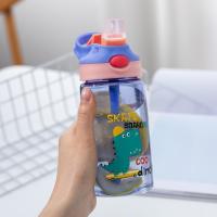 Botella de agua con pajita de silicona y tapa a prueba de derrames para niños, taza de dibujos animados de dinosaurio lindo, botella portátil escolar sin BPA - details 8
