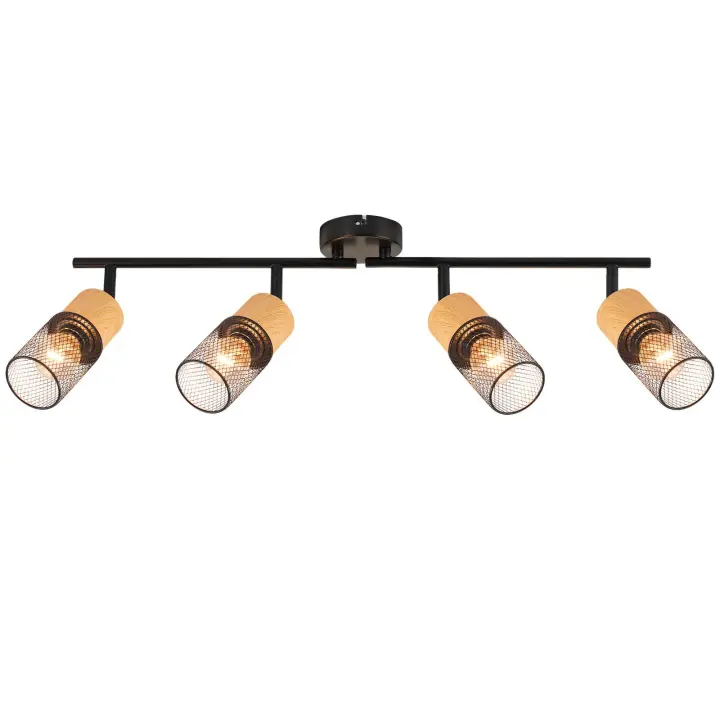 CBJKTX Lámpara de techo de madera E14 Lámpara de techo 350 °   Lámpara de cocina con luz de pared vintage ajustable, ajustable sin bombilla - 1