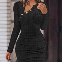 Vestido ajustado de manga larga para mujer, escote, sexy, para boda, fiesta de noche - details 4